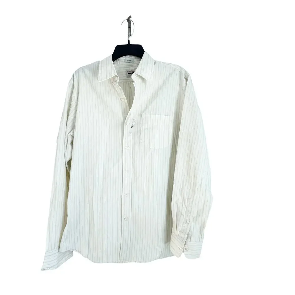 J. Crew Secret Wash Cotton Poplin Shirt Point Collar Lucas Ivory Blue Size M NWT